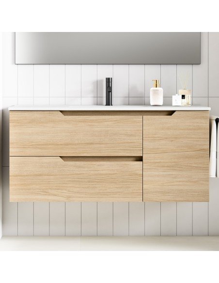 Mueble de baño suspendido SARAO PLUS con encimera cerámica Kent