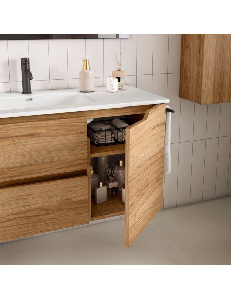 Mueble de baño suspendido SARAO PLUS con encimera cerámica Kent