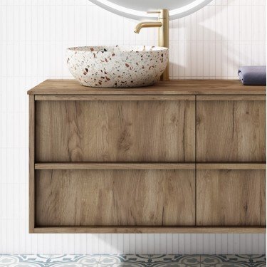 Mueble de baño suspendido NICOL con tapa madera 2