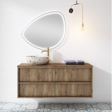 Mueble de baño suspendido NICOL con tapa madera