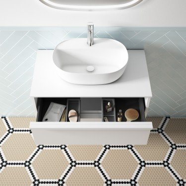 Mueble de baño suspendido NICOL con encimera madera 2