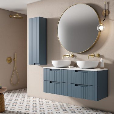 Mueble de baño suspendido ELORA con encimera solid surface