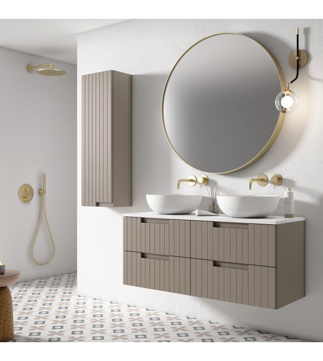 Mueble de baño suspendido ELORA con encimera solid surface