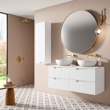 Mueble de baño suspendido ELORA con encimera solid surface