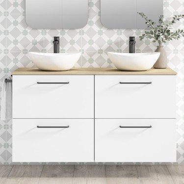 Mueble de baño suspendido TWIST con encimera madera 2