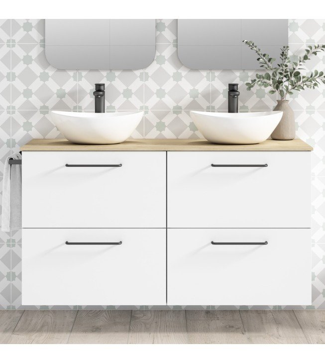 Mueble de baño suspendido TWIST con encimera madera Mueble de baño suspendido TWIST con encimera madera