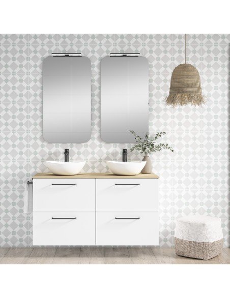 Mueble de baño suspendido TWIST con encimera madera