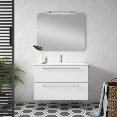 Mueble de baño suspendido TWIST con encimera cerámica