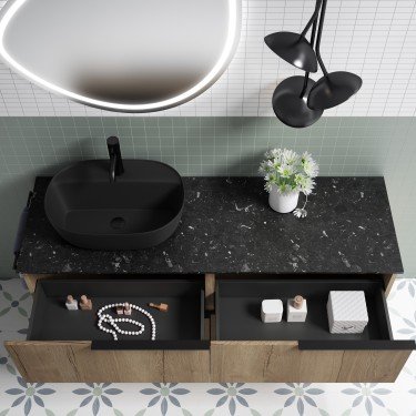 Mueble de baño suspendido nórdico LEMON con encimera terrazo 2