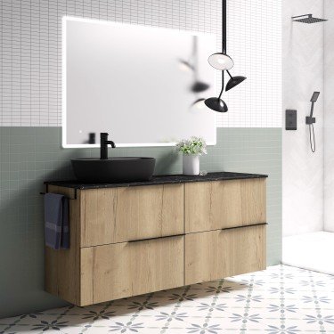 Mueble de baño suspendido nórdico LEMON con encimera terrazo