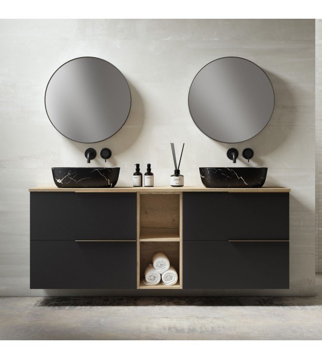 Mueble de baño suspendido LEMON con encimera madera nord Mueble de baño suspendido LEMON con encimera madera nord