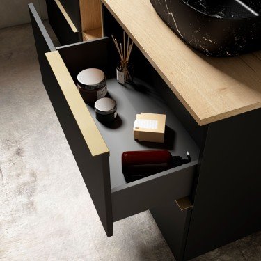 Mueble de baño suspendido LEMON con encimera madera nord 2