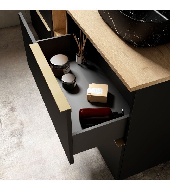 Mueble de baño suspendido LEMON con encimera madera nord Mueble de baño suspendido LEMON con encimera madera nord