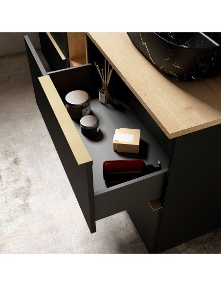 Mueble de baño suspendido LEMON con encimera madera nord