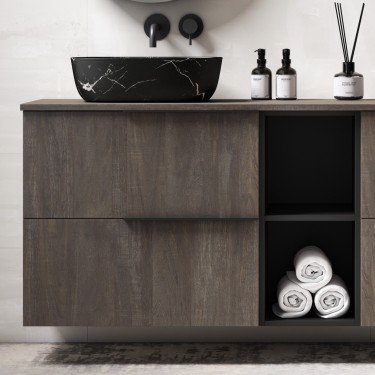 Mueble de baño suspendido LEMON con encimera madera storm 2