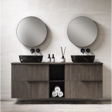 Mueble de baño suspendido LEMON con encimera madera storm