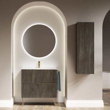 Mueble de baño suspendido LEMON con encimera cerámica Kent