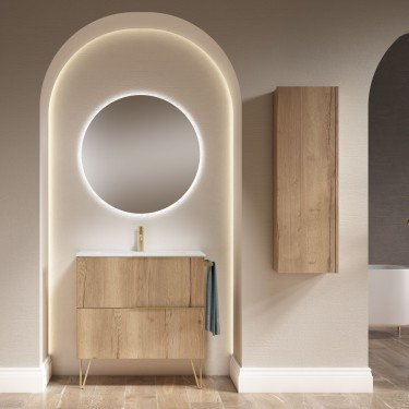 Mueble de baño suspendido LEMON con encimera cerámica Kent