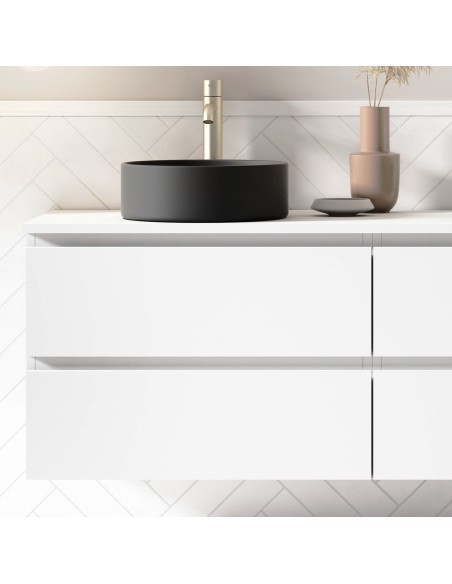 Mueble de baño suspendido KLIMT con encimera madera