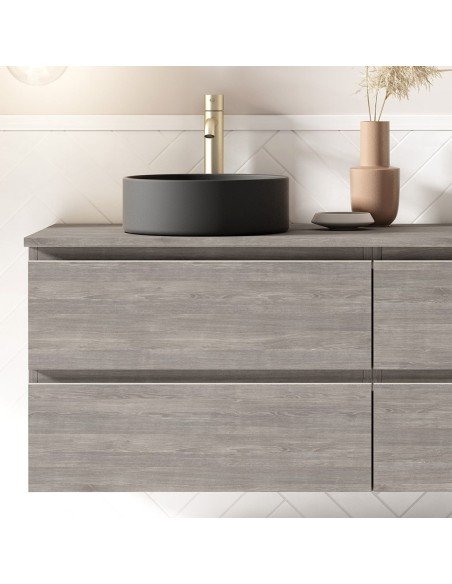 Mueble de baño suspendido KLIMT con encimera madera