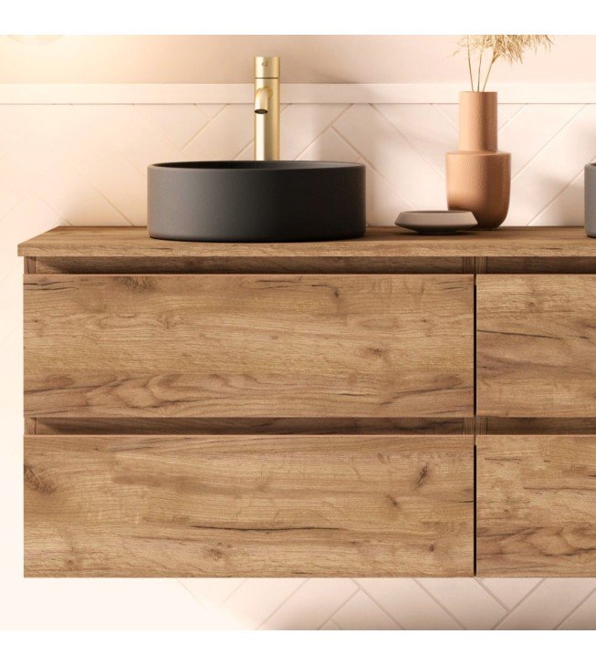 Mueble de baño suspendido KLIMT con encimera madera Mueble de baño suspendido KLIMT con encimera madera