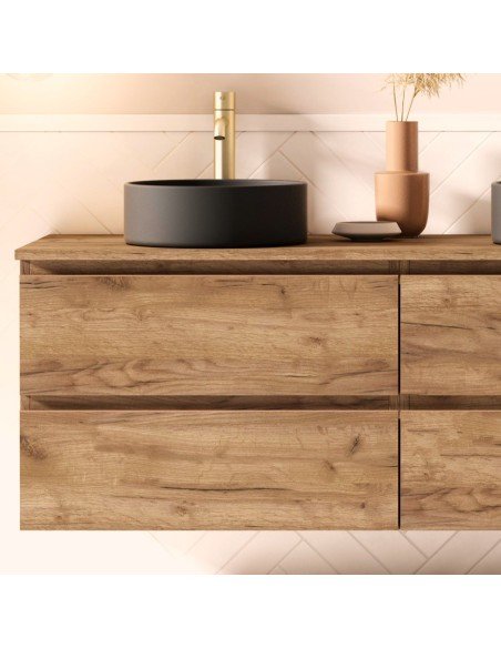 Mueble de baño suspendido KLIMT con encimera madera