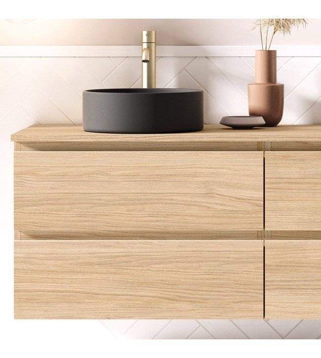 Mueble de baño suspendido KLIMT con encimera madera Mueble de baño suspendido KLIMT con encimera madera