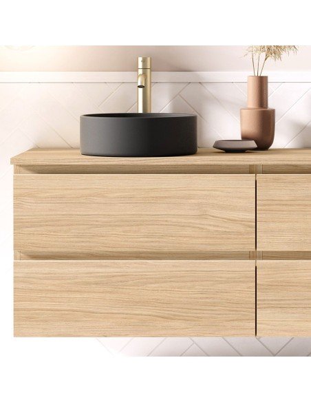 Mueble de baño suspendido KLIMT con encimera madera