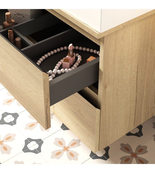 Mueble de baño suspendido KLIMT con encimera madera Mueble de baño suspendido KLIMT con encimera madera