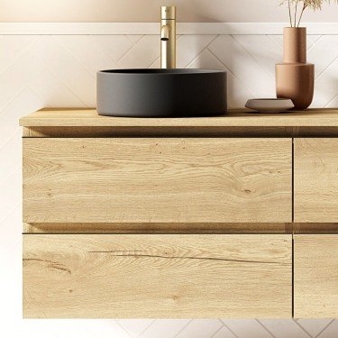 Mueble de baño suspendido KLIMT con encimera madera 2