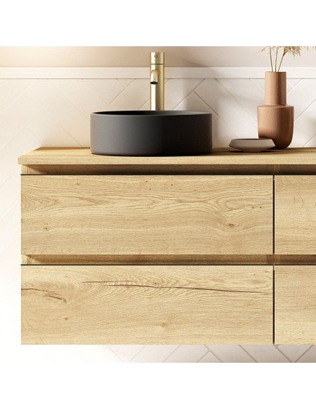 Mueble de baño suspendido KLIMT con encimera madera