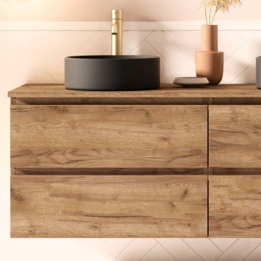 Mueble de baño suspendido KLIMT con encimera madera 2