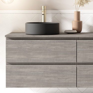 Mueble de baño suspendido KLIMT con encimera madera 2