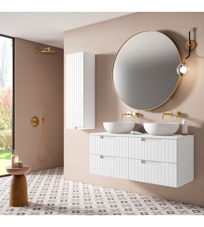 Mueble de baño suspendido ELORA con encimera solid surface