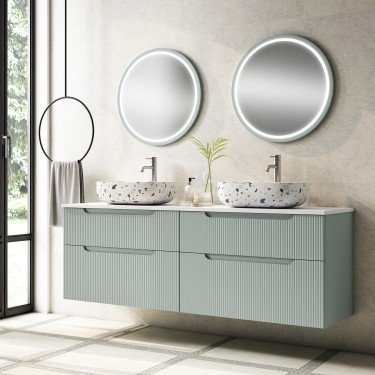 Mueble de baño suspendido DELEITE con tapa madera y lavabo