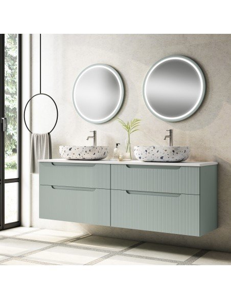 Mueble de baño suspendido DELEITE con tapa madera y lavabo