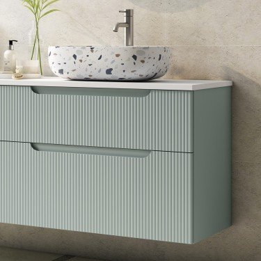 Mueble de baño suspendido DELEITE con tapa madera y lavabo 2
