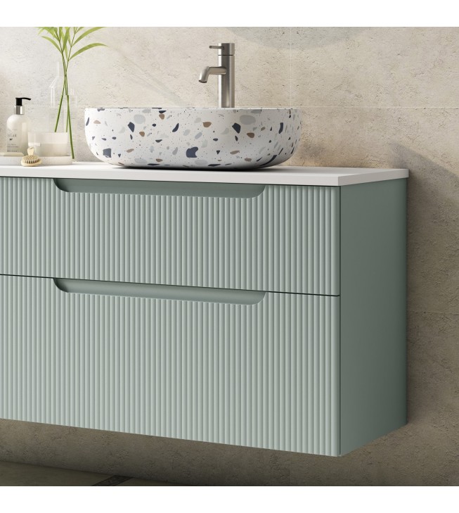 Mueble de baño suspendido DELEITE con tapa madera y lavabo Mueble de baño suspendido DELEITE con tapa madera y lavabo