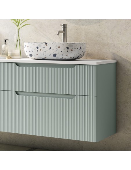 Mueble de baño suspendido DELEITE con tapa madera y lavabo