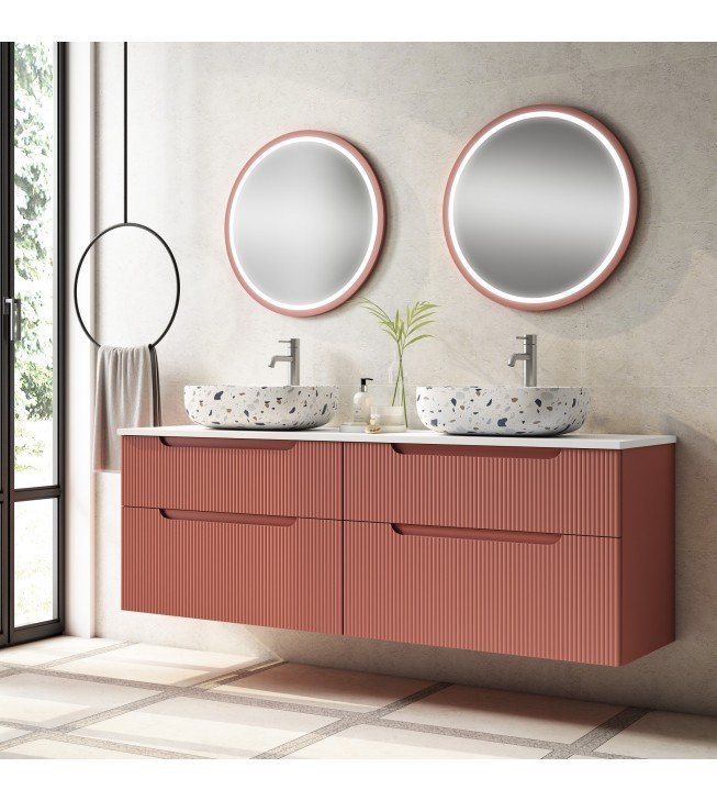 Mueble de baño suspendido DELEITE con tapa madera y lavabo