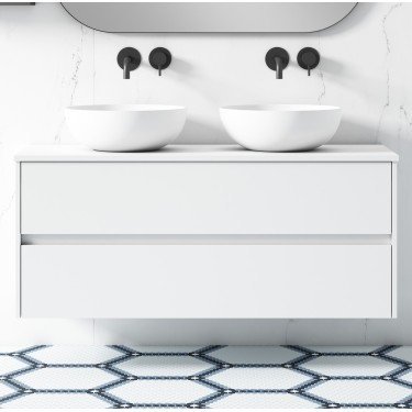 Mueble de baño suspendido FLUOR con encimera madera 2