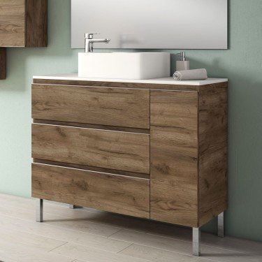 Mueble de baño al suelo GOCCO con encimera madera 2
