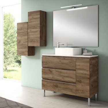 Mueble de baño al suelo GOCCO con encimera madera