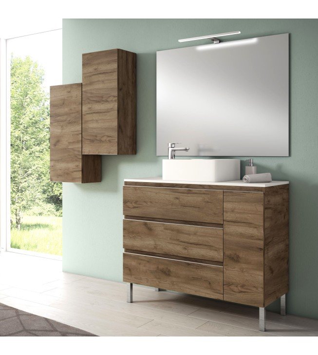 Mueble de baño al suelo GOCCO con encimera madera