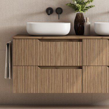 Mueble de baño suspendido SARAO con encimera madera 2