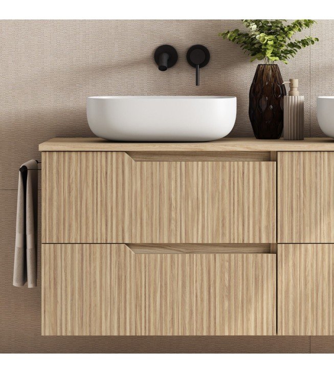 Mueble de baño suspendido SARAO con encimera madera Mueble de baño suspendido SARAO con encimera madera