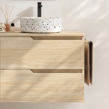 Mueble de baño suspendido SARAO con encimera madera 2