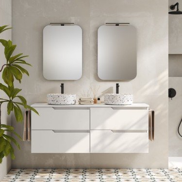 Mueble de baño suspendido SARAO con encimera madera