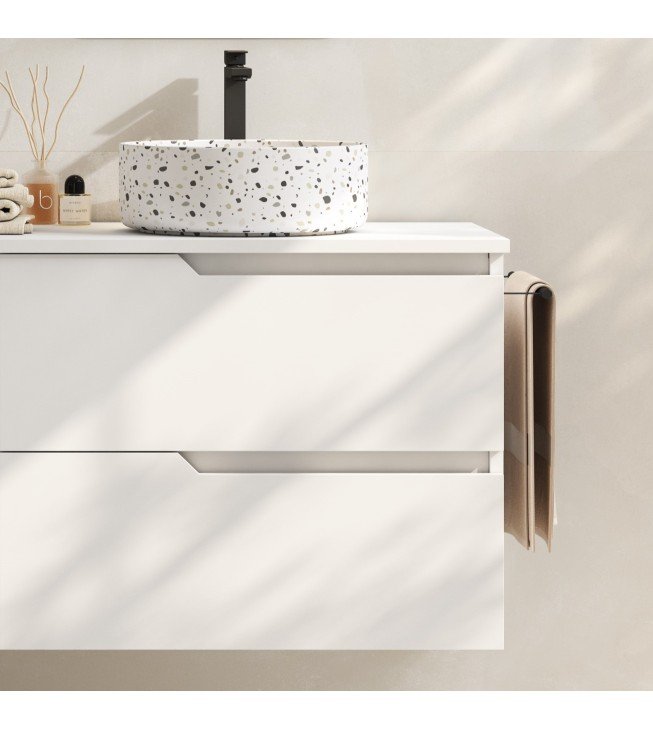 Mueble de baño suspendido SARAO con encimera madera Mueble de baño suspendido SARAO con encimera madera