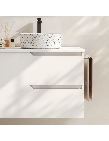 Mueble de baño suspendido SARAO con encimera madera